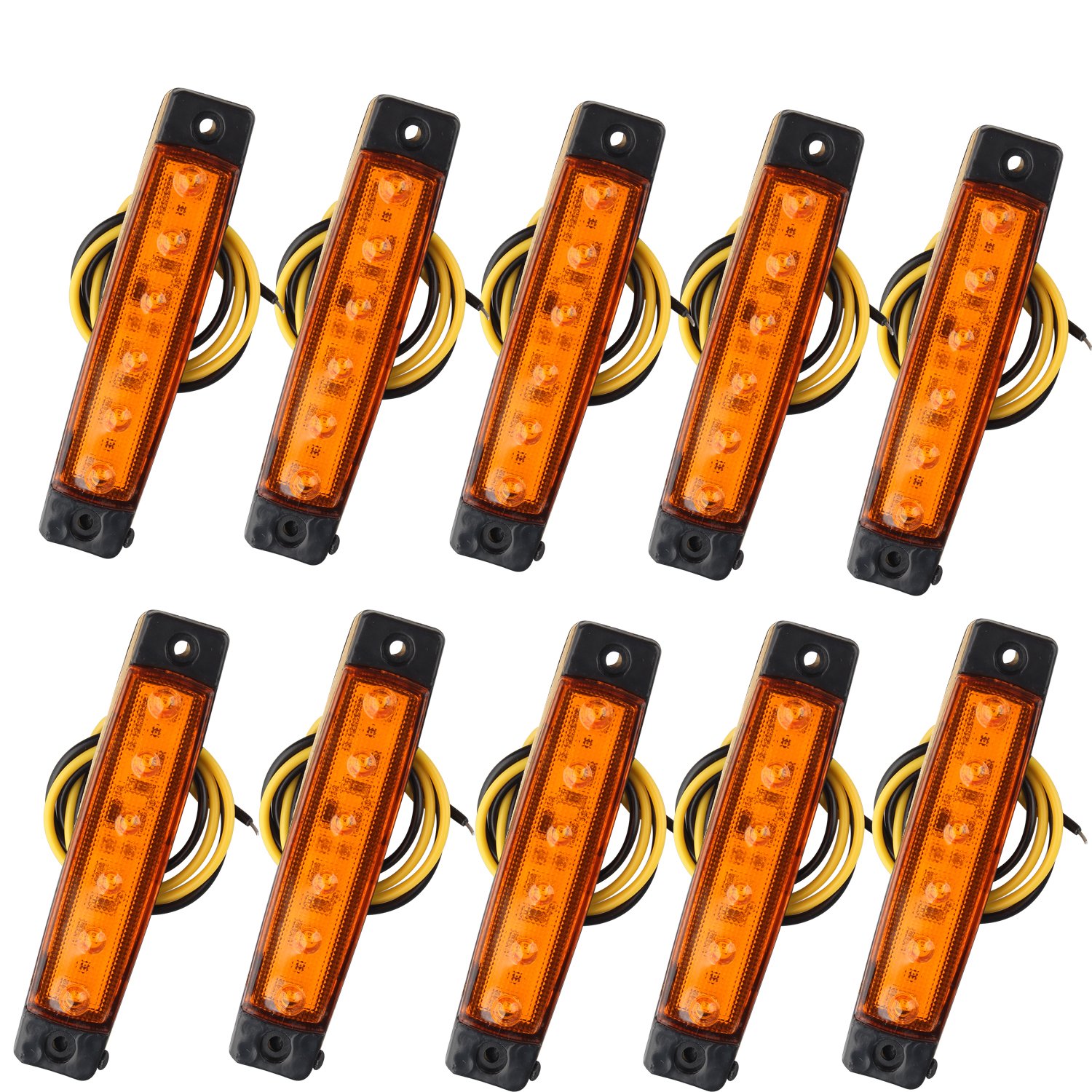 Amazon | 10個 12V 6連 LED アンバー ライト サイドマーカー ランプ